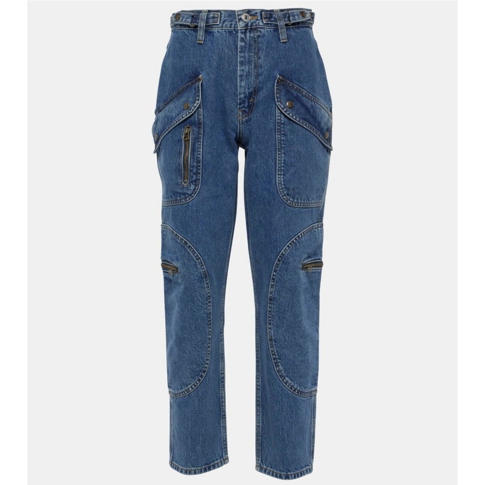 Re/Done Racer Jeans Womens Size 24 High‎ Rise Tapered Cargo High Rise Denim